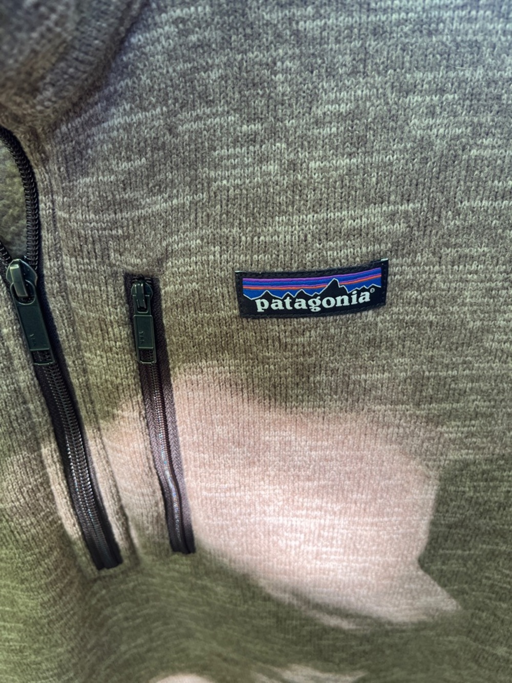 Patagonia Heathered brown/white mens size L Quarter-Zip Fleece Pullover - Picture 3 of 11